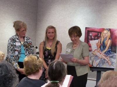 Eileen Hulsman, President of Greater Cincinnati Watercolor Society, Emma Augutis, and Marilyn Bishop, Founder of  the Greater Cincinnati Watercolor Society Annual Scholarship